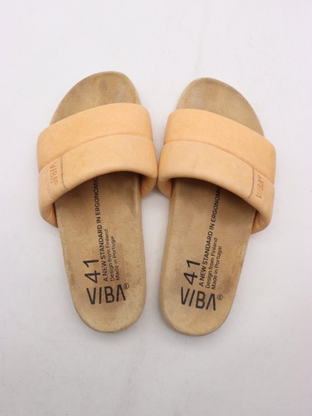 VIBAe Porto Sandals Tan Leather Slides Women's 11 Men's 8 EU 41 Ergonomic Shoes - Picture 8 of 8